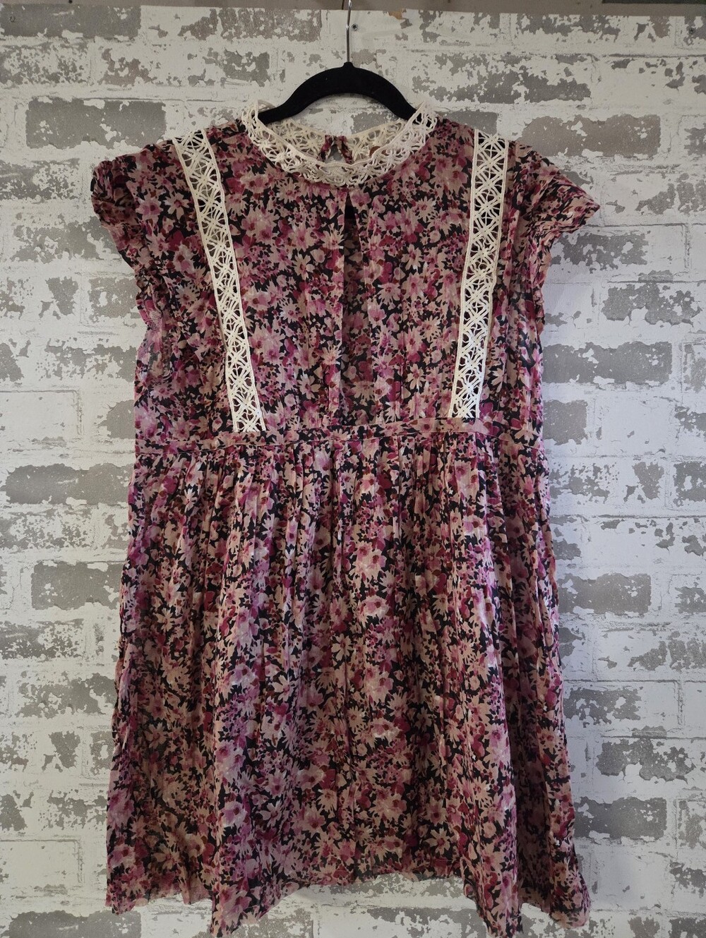 Free People FP One Floral Crochet Lace Keyhole Mini Dress